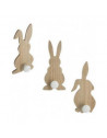 Lot de 3 patères - Lapin - L 14 x l 5,5 x H 30 cm - Beige