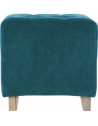 Pouf en velours - L 35 x P 33,5 x H 35 cm - Leandre - Bleu