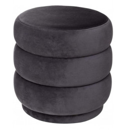 Pouf cylindrique en velours - D 40 x H 40 cm - Gris