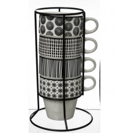 Lot de 4 mugs sur rack -...