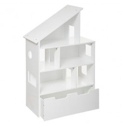 Etagère en forme de maison - Coffre - L 64,5 cm x P 30 cm x H 103,5 cm - Blanc