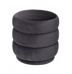 Pouf cylindrique en velours - D 40 x H 40 cm - Gris