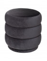 Pouf cylindrique en velours - D 40 x H 40 cm - Gris