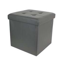 Coffre pouf pliable capitonné - Gris