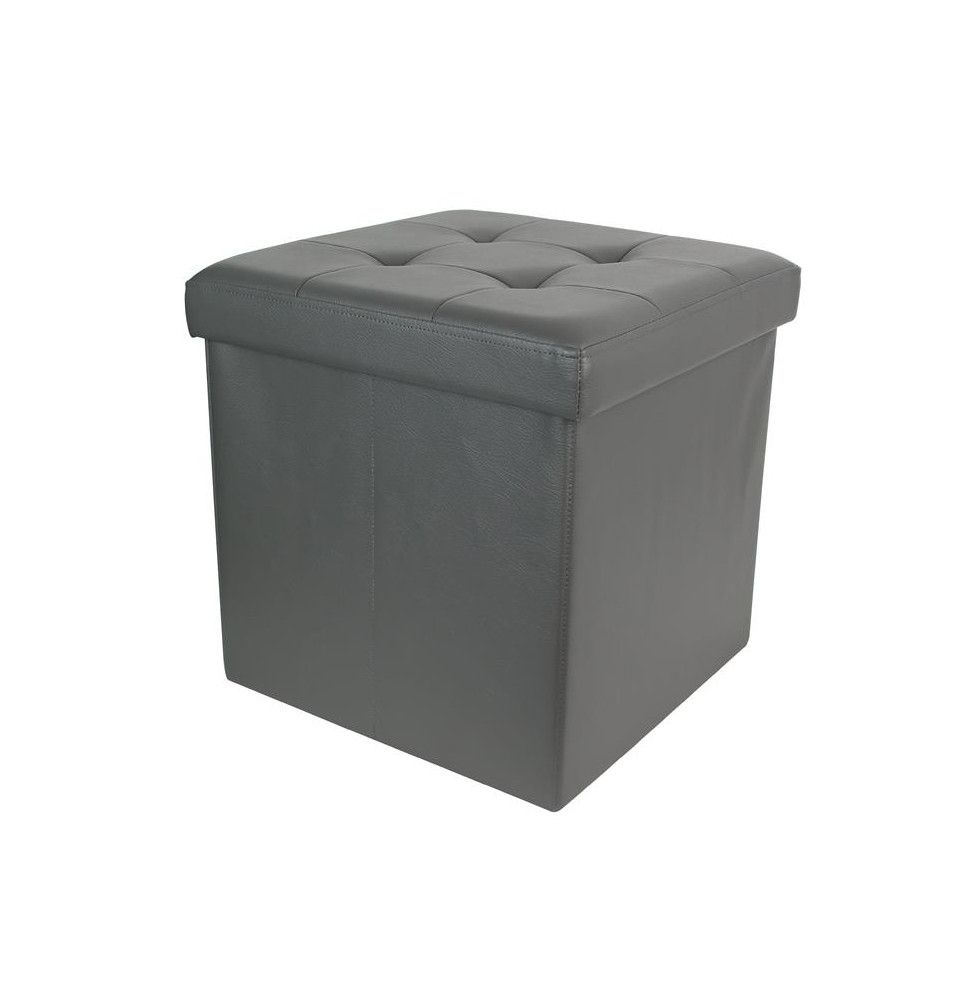 Coffre pouf pliable capitonné - Gris