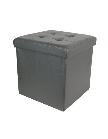 Coffre pouf pliable capitonné - Gris