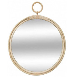 Miroir en rotin - D 37 cm - Beige