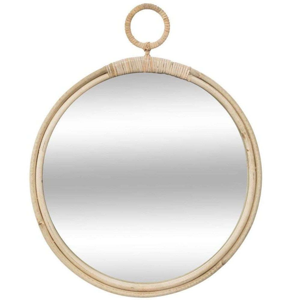 Miroir en rotin - D 37 cm - Beige
