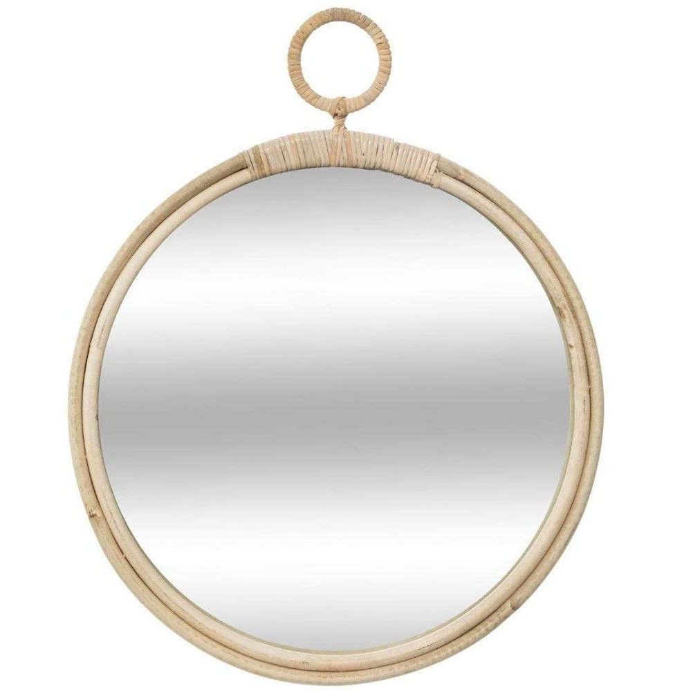 Miroir en rotin - D 37 cm - Beige