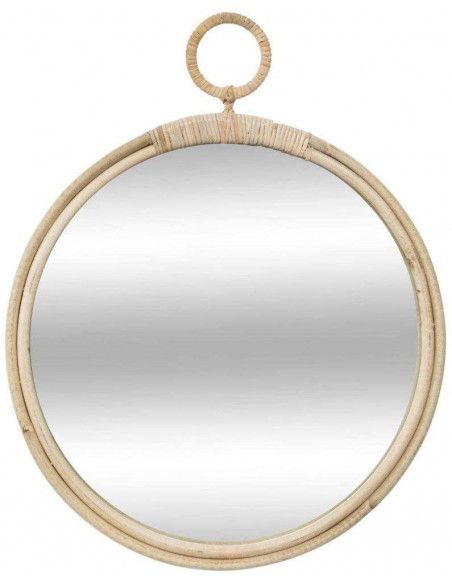 Miroir en rotin - D 37 cm - Beige