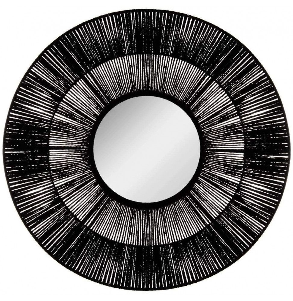 Miroir rond - Corde - D 76 x P 1,5 cm - Noir