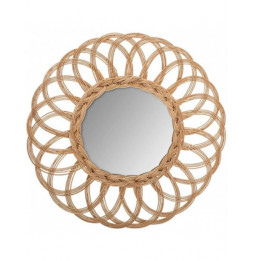 Miroir rond en rotin -...