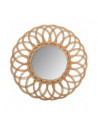 Miroir rond en rotin - Fleur - D 49 cm x P 4 cm - Marron