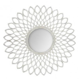 Grand miroir en forme de fleur - D 90,5 cm - Argenté