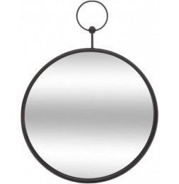 Miroir rond en métal - Gousset - D 30 cm - Noir