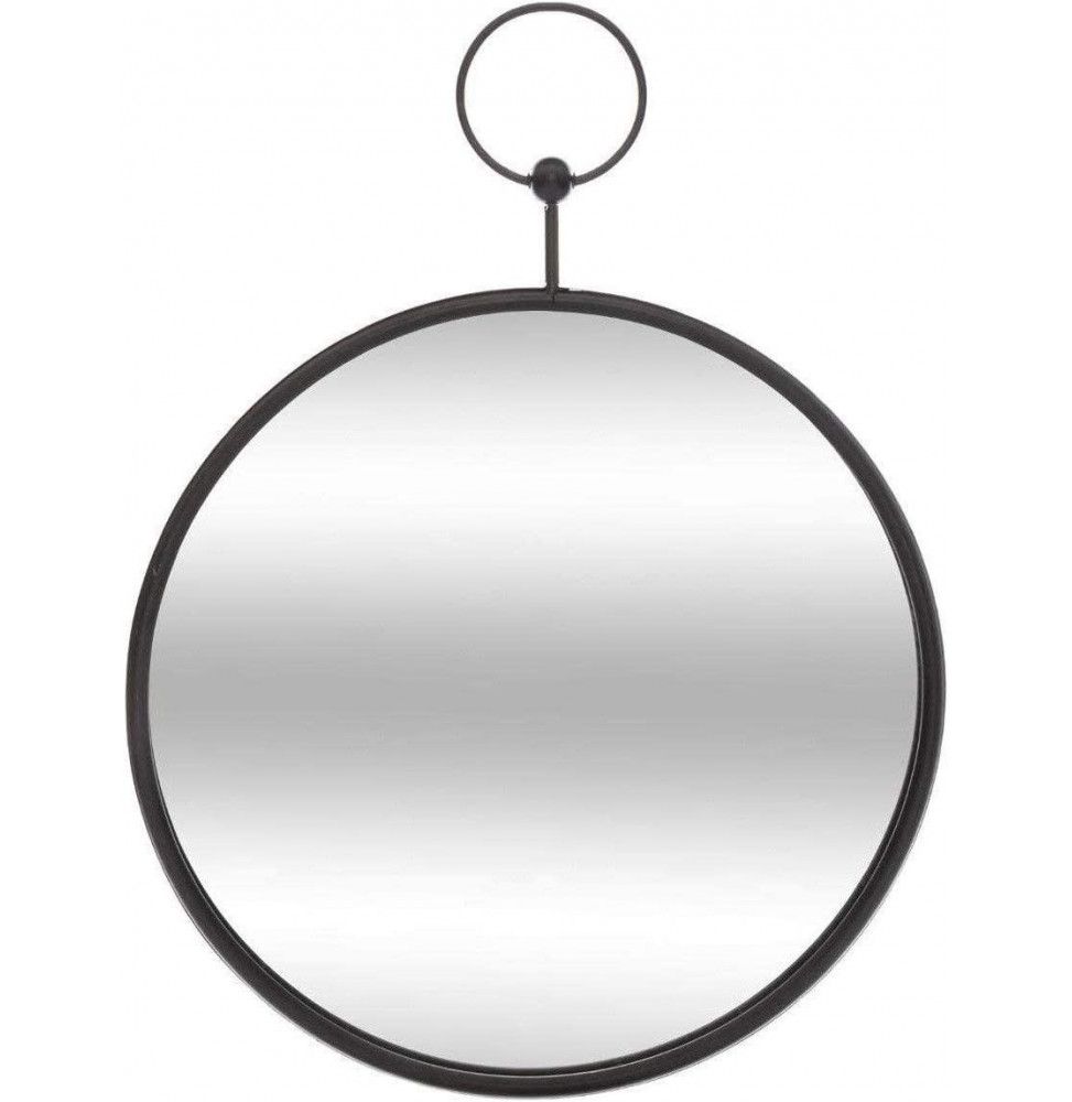Miroir rond en métal - Gousset - D 30 cm - Noir