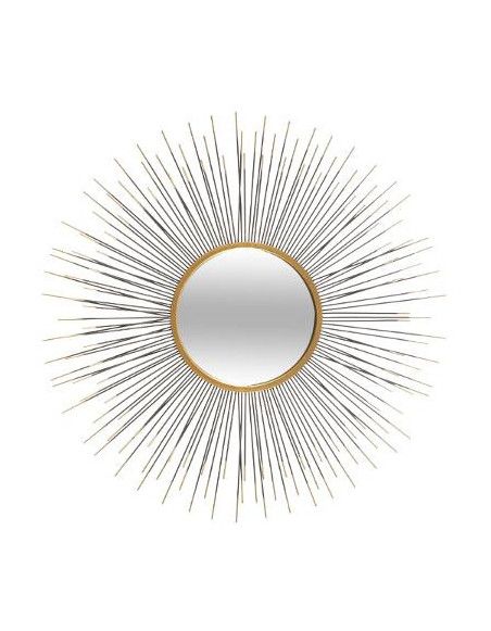 Miroir en métal - D 75 cm - Soleil - Doré