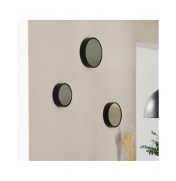 Lot de 3 miroirs en métal - Perforés - tailles différentes - Noir