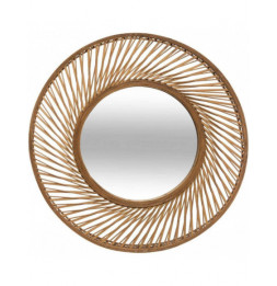 Miroir mural - Spirale - D 72 cm - Bambou - Marron