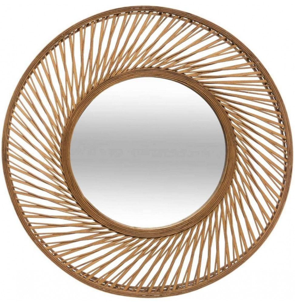 Miroir mural - Spirale - D 72 cm - Bambou - Marron