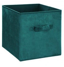 Boîte de rangement en velours - L 31 x H 31 cm - Bleu