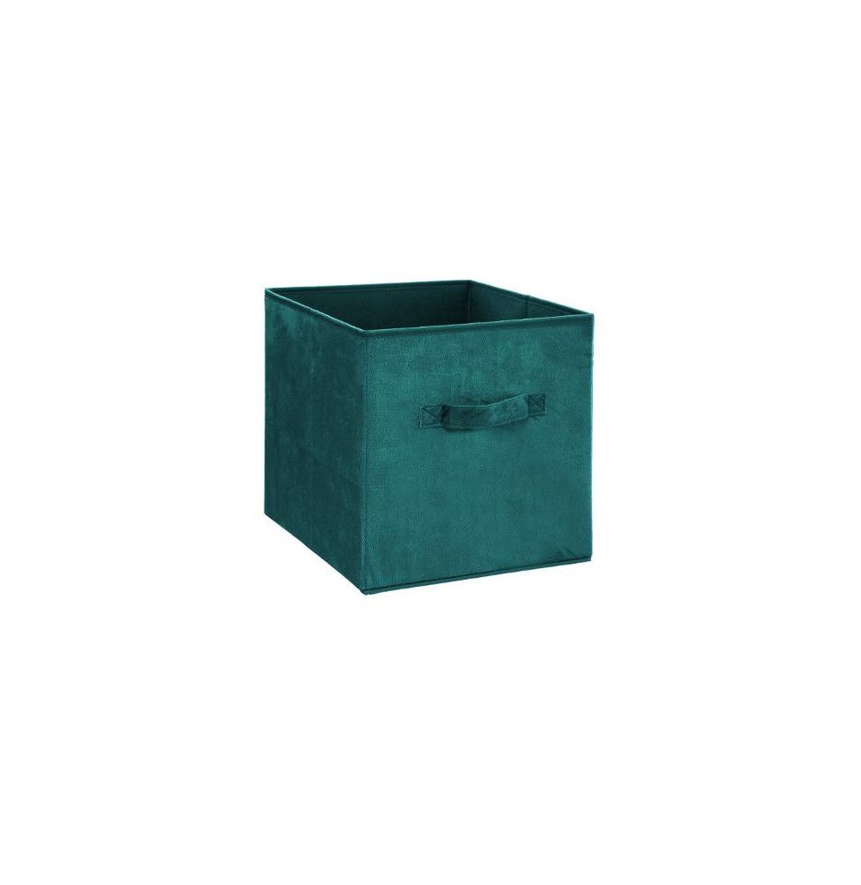 Boîte de rangement en velours - L 31 x H 31 cm - Bleu