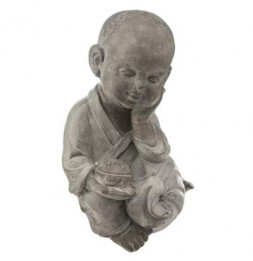 Bouddha enfant assis - L28,5 x P 21,5 cm - Gris