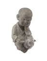 Bouddha enfant assis - L28,5 x P 21,5 cm - Gris
