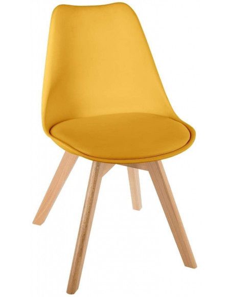 Chaise scandinave - Baya - L 48 cm x l 55 cm x H 81 cm - Jaune