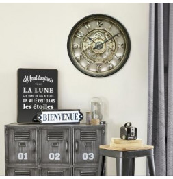 Horloge mécanique en plastique - D 51 cm - Gris foncé