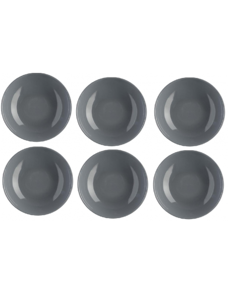 Lot de 6 assiettes creuses - Colorama - D 22 cm - Gris