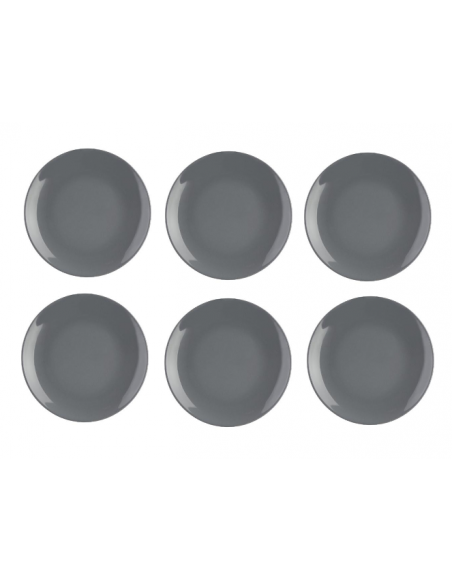 Lot de 6 assiettes à dessert - Colorama - D 21 cm - Gris