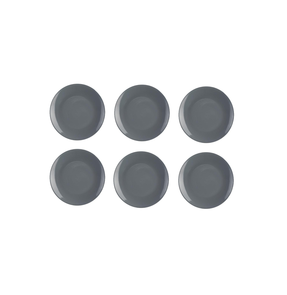 Lot de 6 assiettes plates - Colorama - D 26 cm - Gris