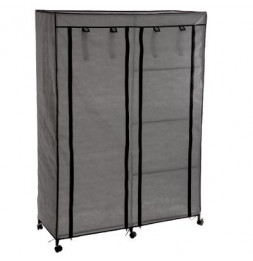 Armoire de rangement avec penderie sur roulettes - Gris -  Rangement d'appoint