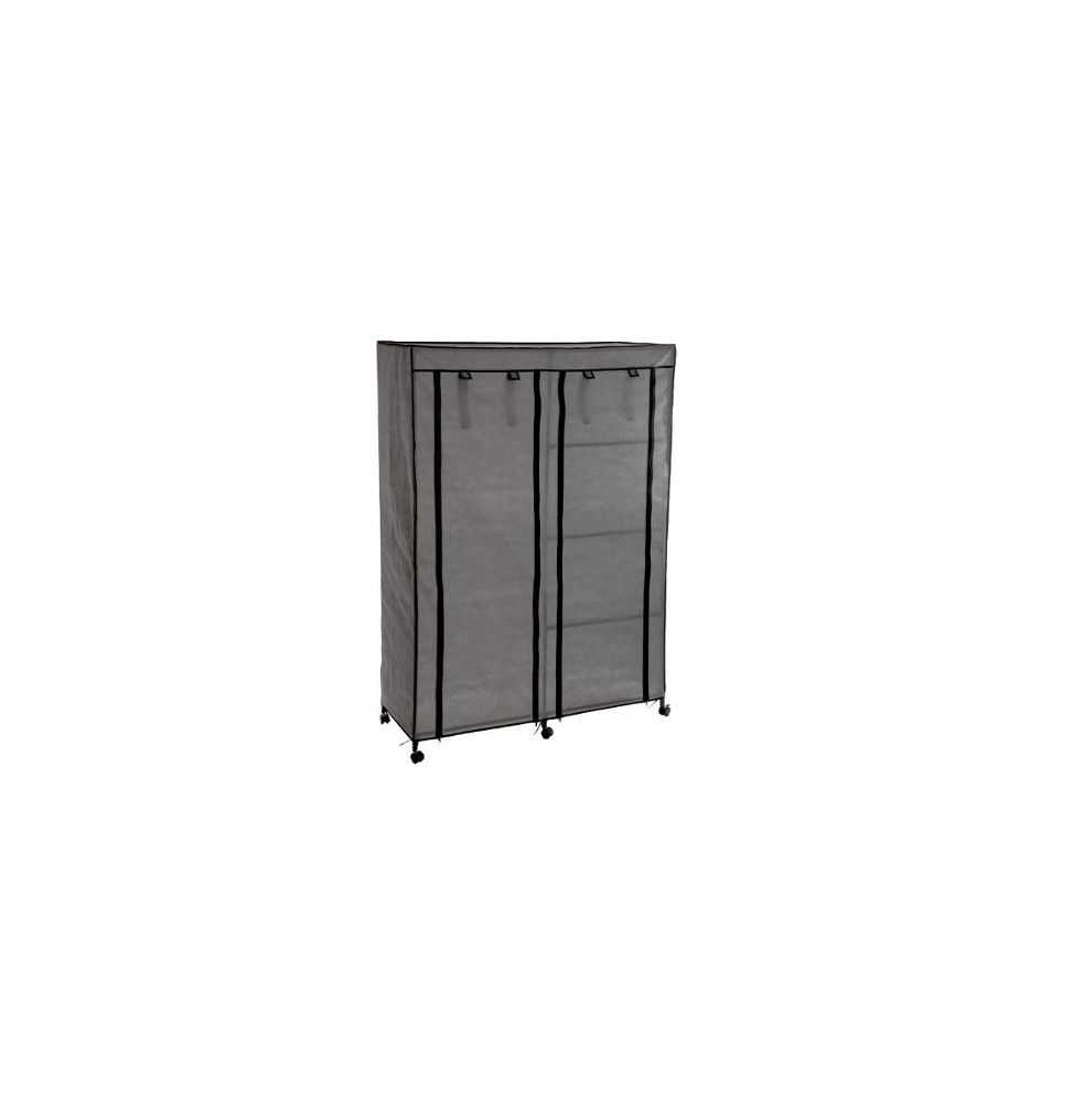 Armoire de rangement avec penderie sur roulettes - Gris -  Rangement d'appoint