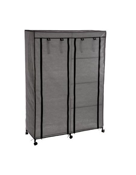 Armoire de rangement avec penderie sur roulettes - Gris -  Rangement d'appoint