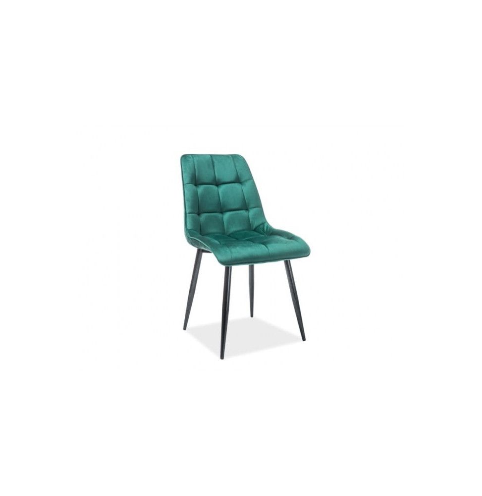 Chaise chic en velours - L 51 x P 44 x H 89 cm - Vert