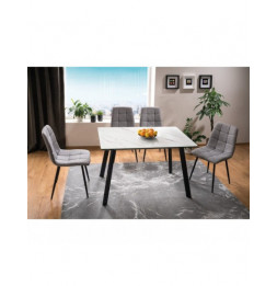 Table - effet marbre - L 80 x l 120 x H 75 cm - Noir et blanc