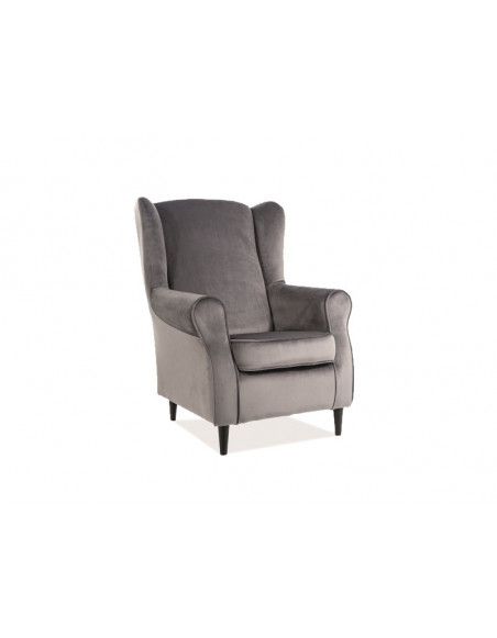 Fauteuil en velours - Baron - L 75 x H 101 cm - Gris