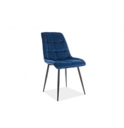 Chaise chic en velours - L 51 x P 44 x H 89 cm - Bleu marine