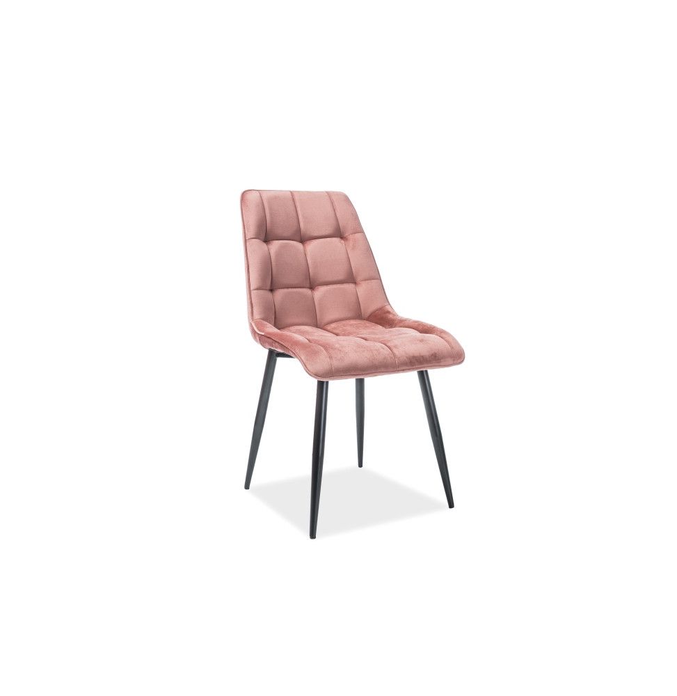 Chaise chic en velours - L 51 x P 44 x H 89 cm - Rose