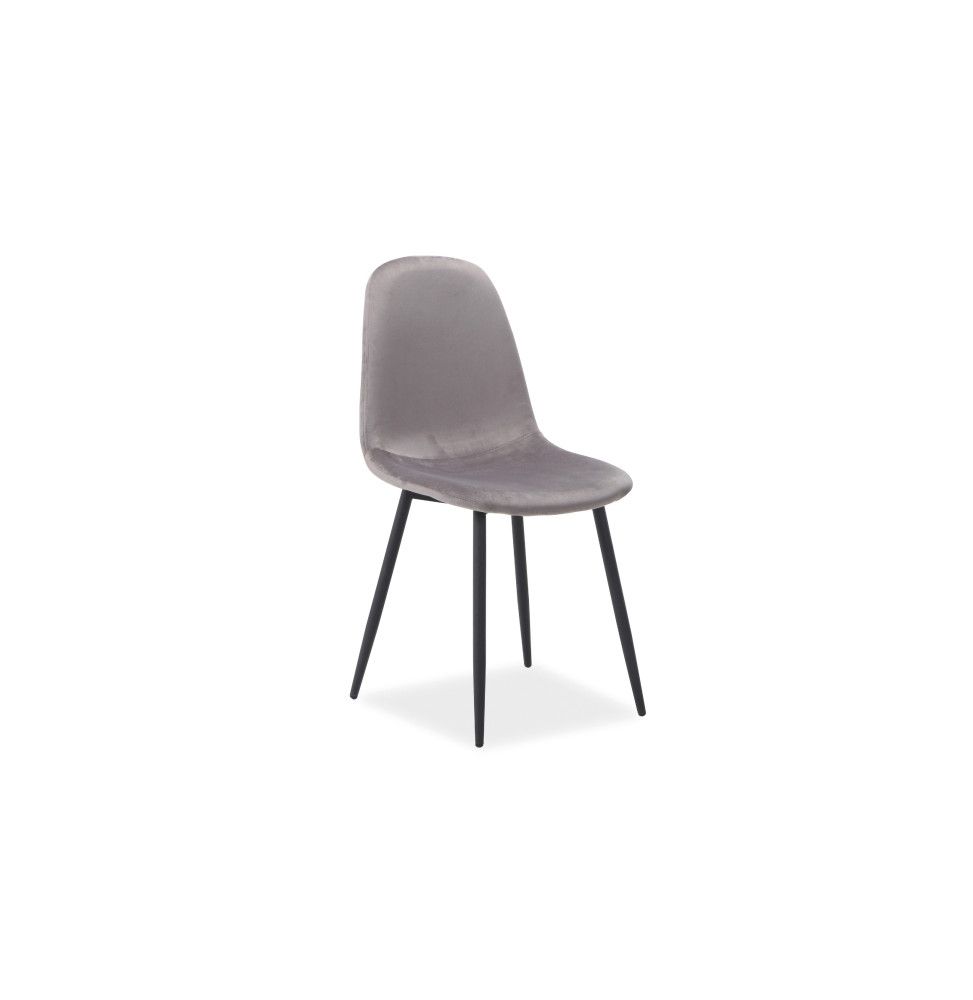 Chaise scandinave en velours - L 44 x P 39 x H 86 cm - Gris