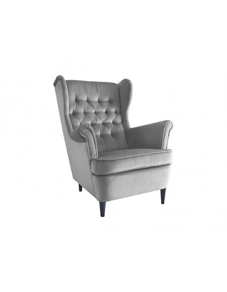 Fauteuil en velours - Harry - L 68 x l 90 x H 101 cm - Gris