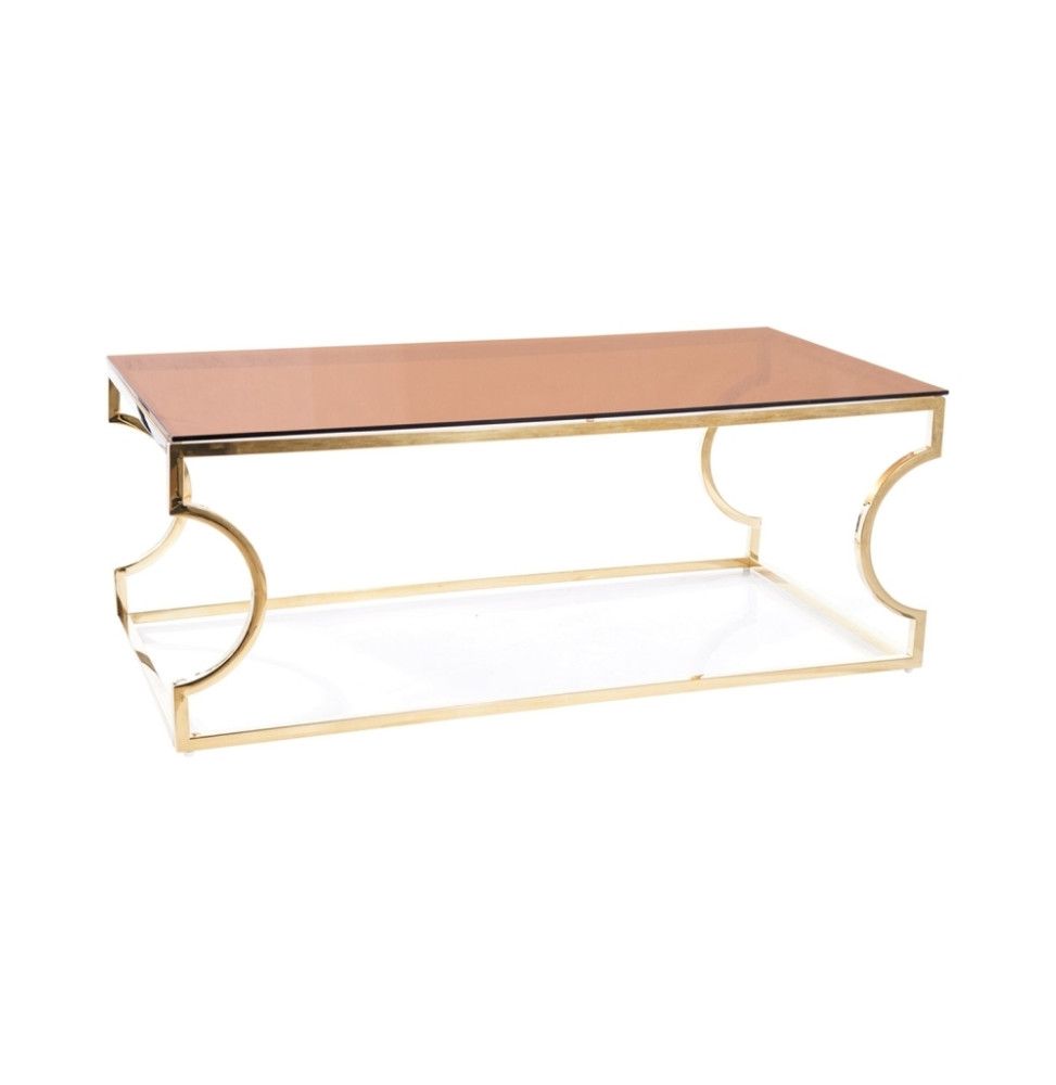 Table basse Kenzo - L 60 x l 120 x H 45 cm - Ambre et or