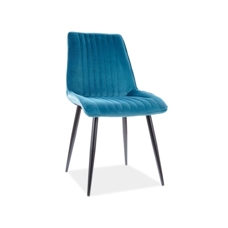 Chaise en velours - Kim - L 47 x P 42 x H 88 cm - Bleu