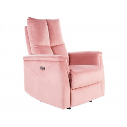 Fauteuil en velours inclinable - L 76 x P 94 x H 96 cm - Rose