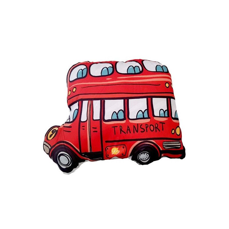 Coussin en forme de bus - 40 x 40 cm - Rouge