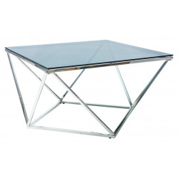 Table basse en verre - 80 x 80 cm x H 45 cm - Silver
