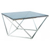 Table basse en verre - 80 x 80 cm x H 45 cm - Silver